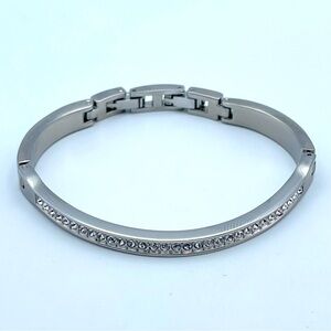 Anne Klein New York Silver-Tone Crystal Bar Link Bracelet